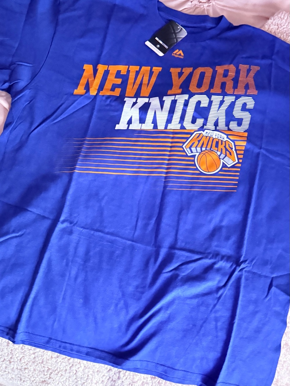 New York Knicks Graphic Shirt Blue/Orange/White XL